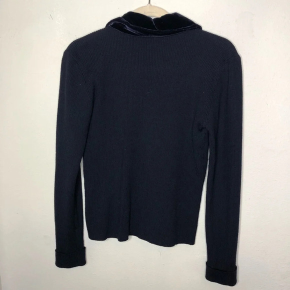 Dana Buchman Velvet Trim Wool Knit Button Down Size Small - Picture 6 of 6